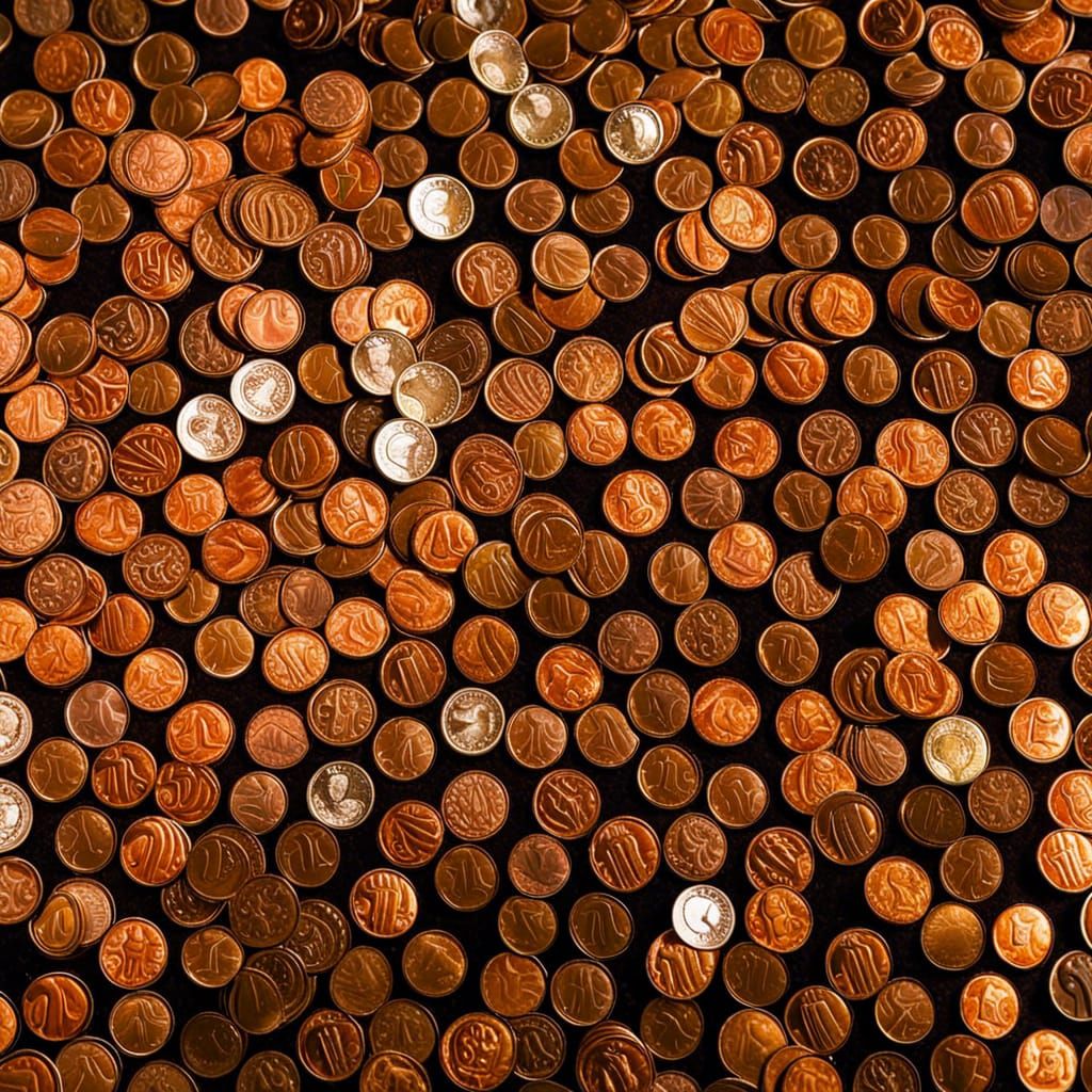 Pennies Falling From Heaven in Golden Light