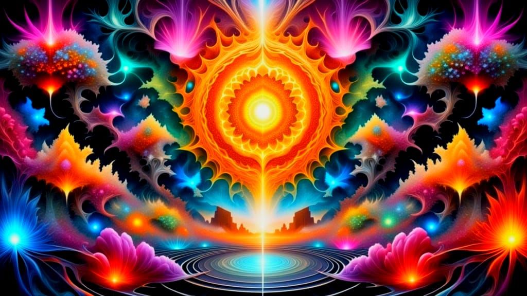 Surreal Cosmic Dreamscapes in Vibrant Fractal Style