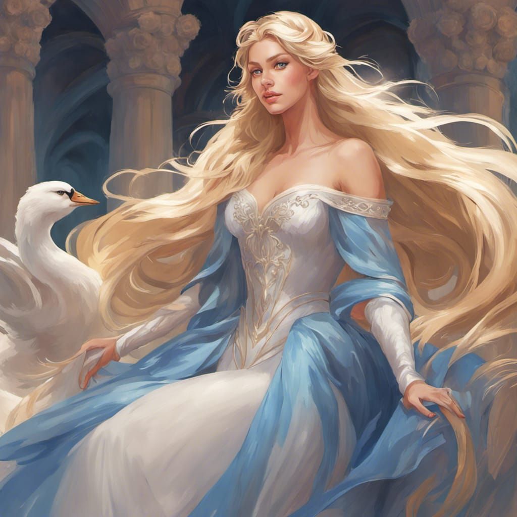 Swan Princess Portrait in Hyperdetailed Lighting