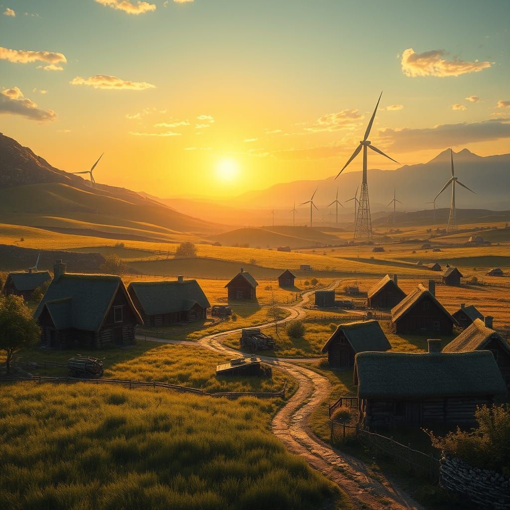 Ancient Village on Remote Agriworld Medriaas in Distant Past