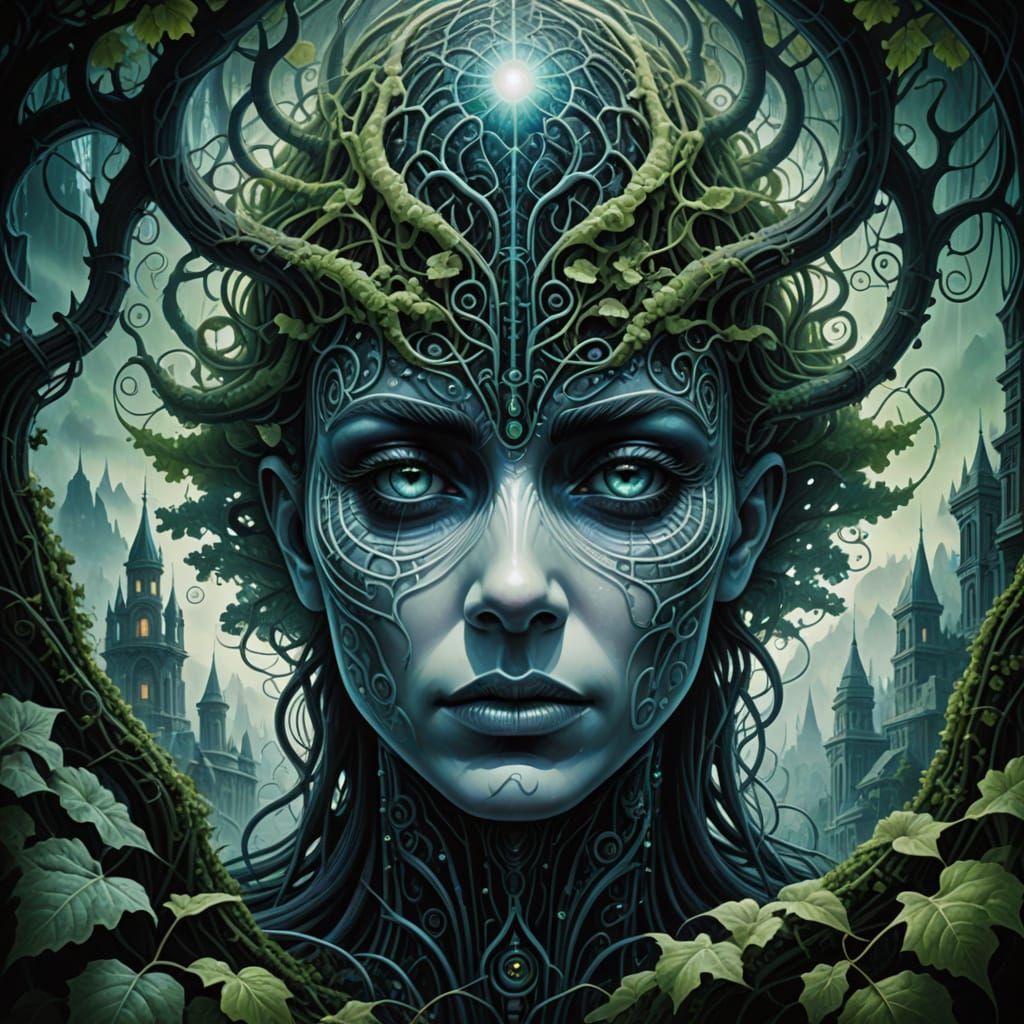 Surreal Sci-Fi Eye of the Cosmic Entity in Ethereal Mist