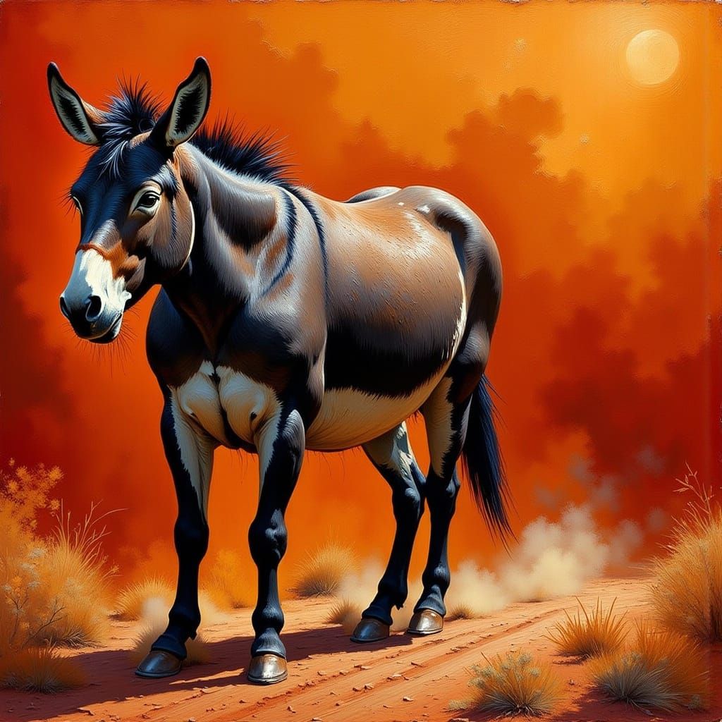 Old West Donkey in Warm Golden Light