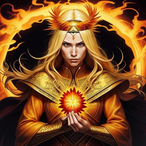 Crossroads Phoenix Tarot Reader in Comic Book Style