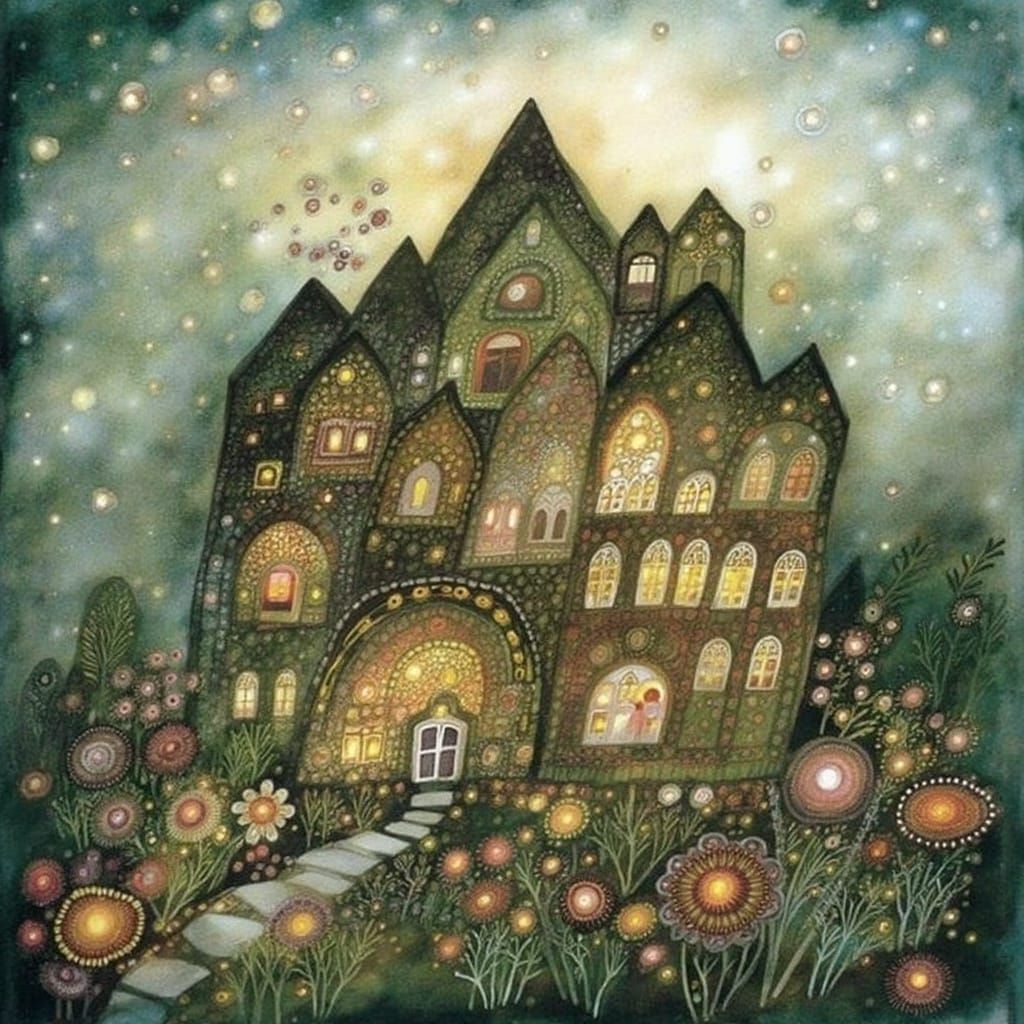 Fairytale Home: Intricate Expressionist Composition