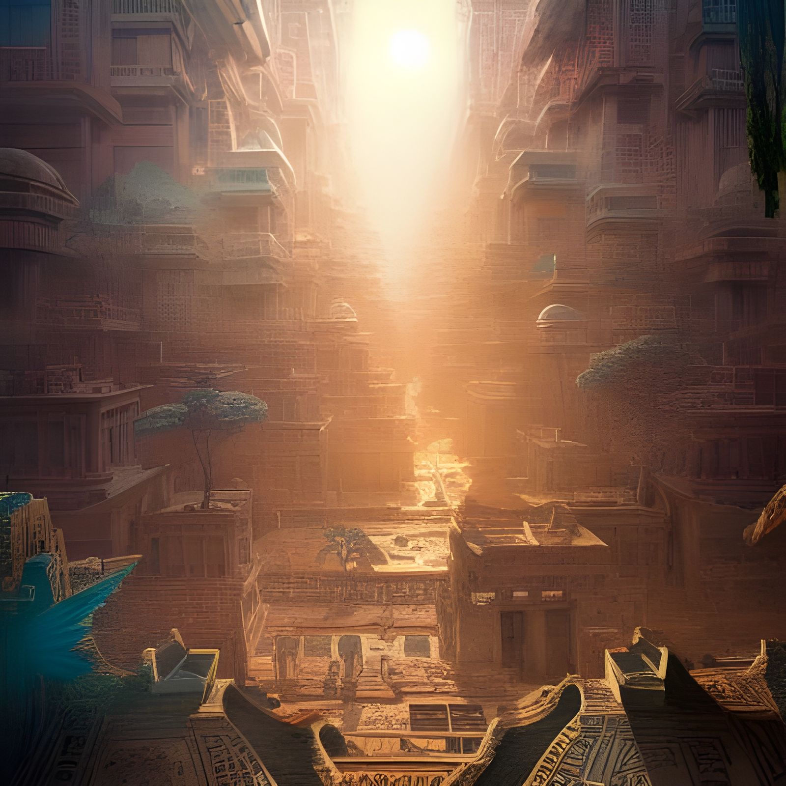 Egyptian God City Paradise: Hyperdetailed Fantasy Art