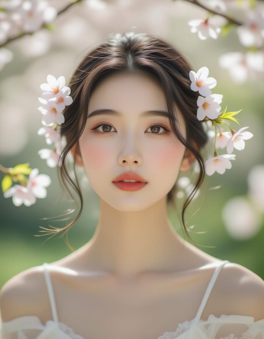 Ethereal Portrait of a Woman in Enchanted Garden