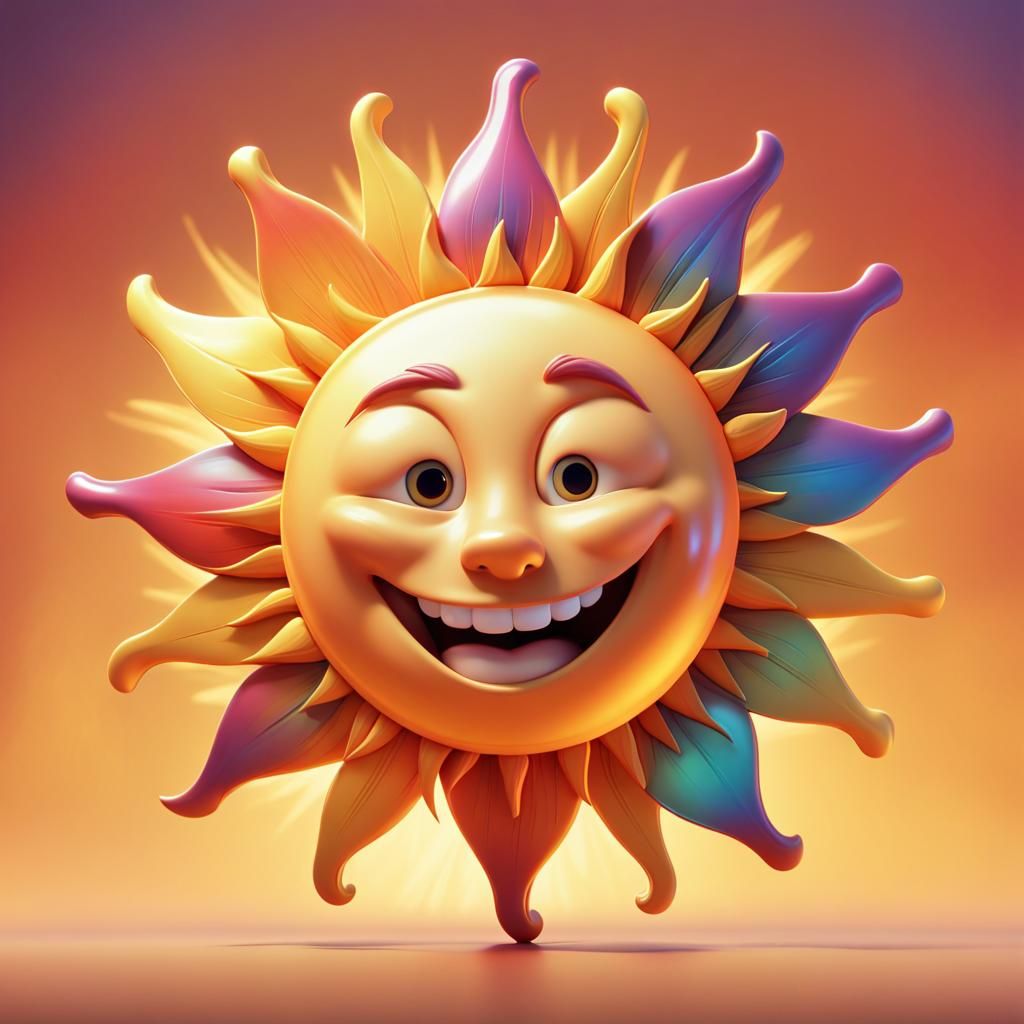 cartoonish bright happy sun with a big bright smile