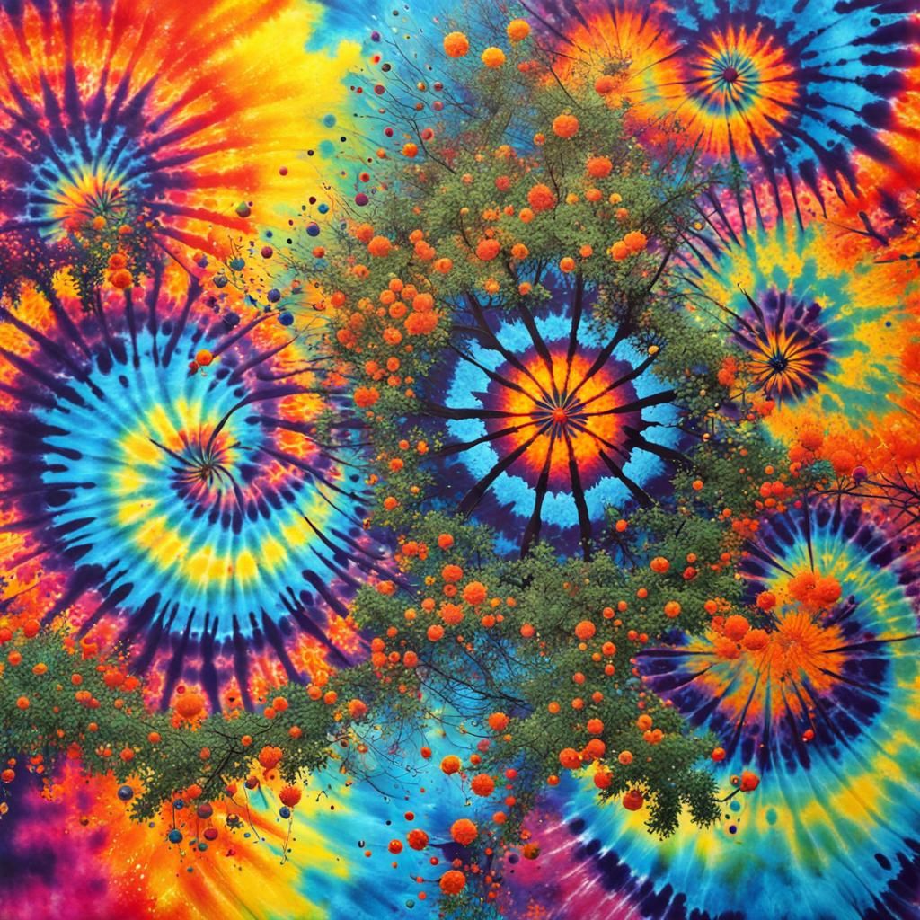 Vibrant Tie-Dye World in Graffiti Art Style