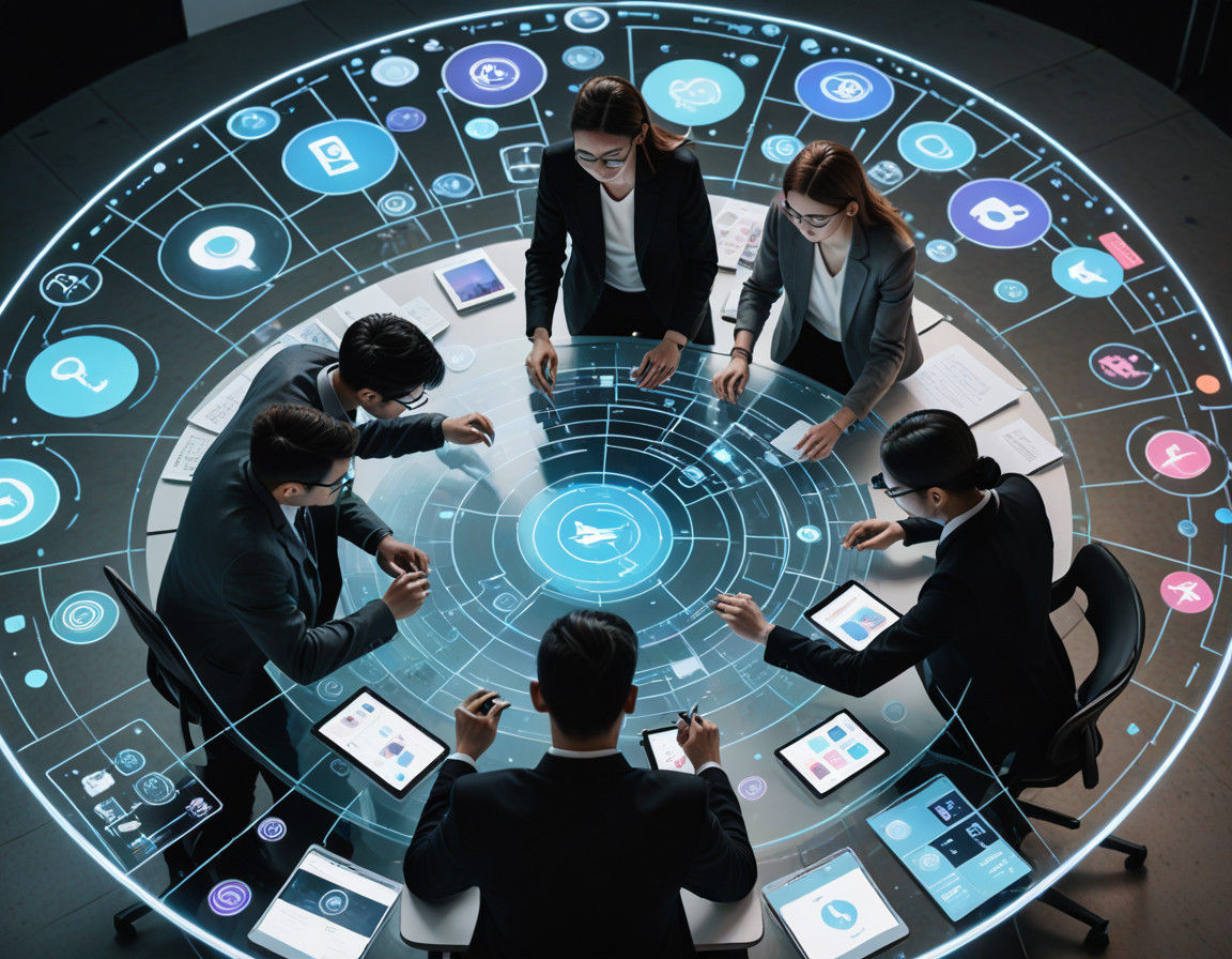 Designers Collaborate in Futuristic Workspace