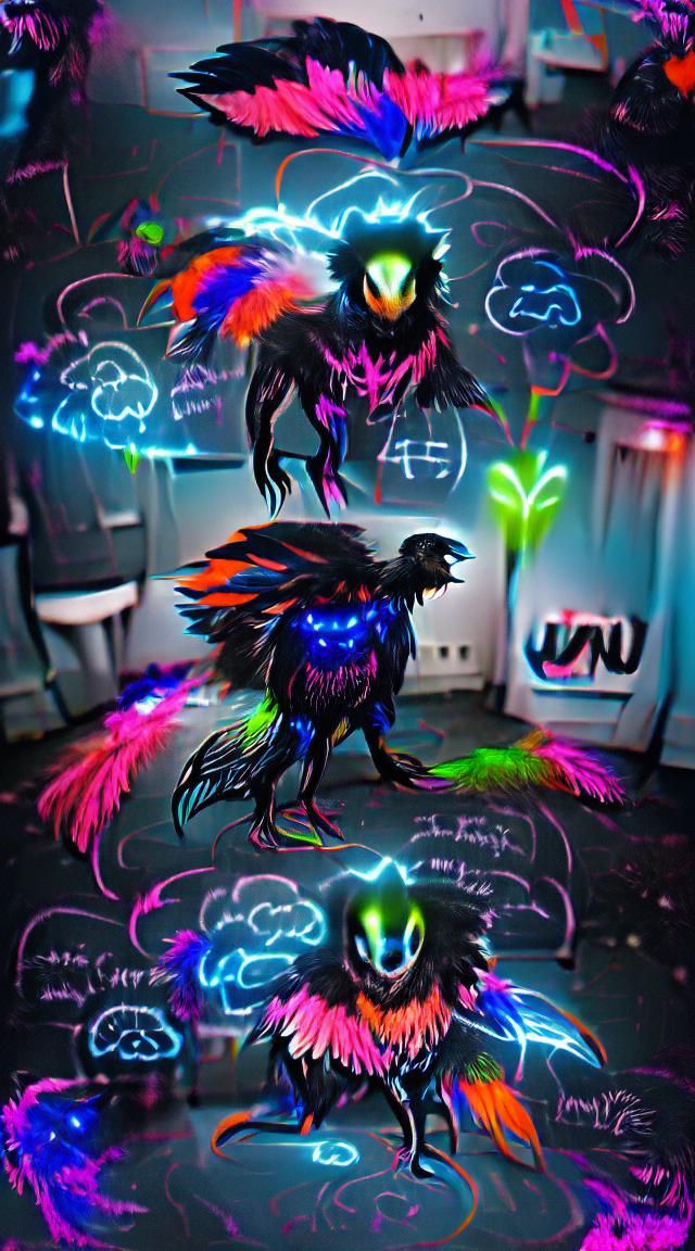 Neon Shadow Demon Crawling Through Nightmare