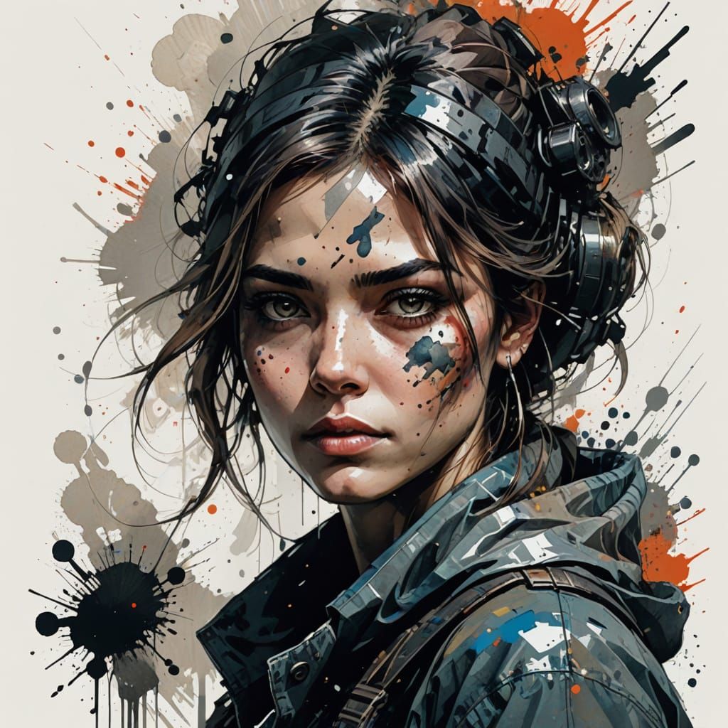 Charming Ink Portrait of a Beautiful Woman