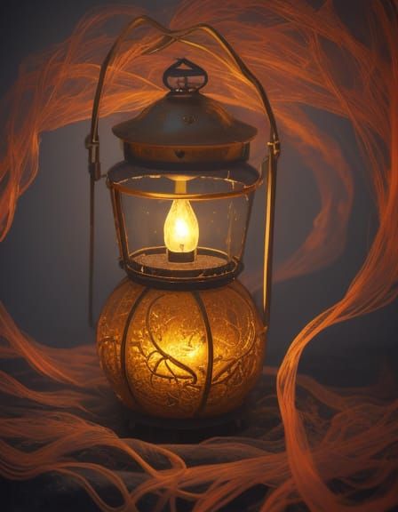 Glowing Lantern in Dreamlike Surrealism Oil Painting