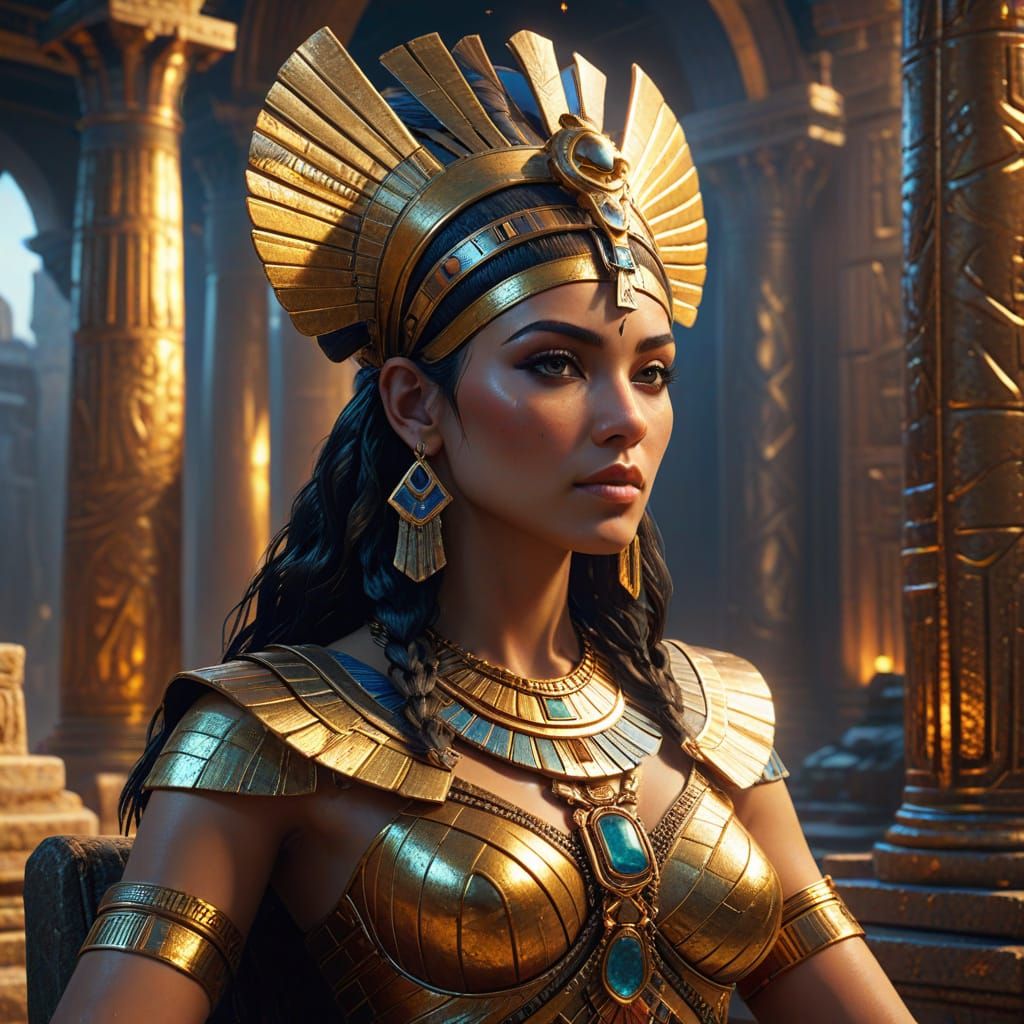 Cleopatra, egyptain queen, dramatic lighting, mysterious, je...