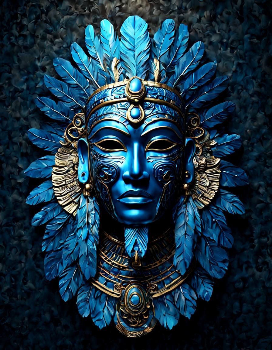 Japanese-Egyptian Fusion Mask in 3D Rendering
