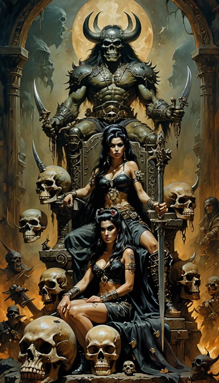 Ghostly Merida on Throne in Frazetta Style