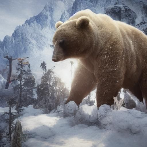 Snow Bear Hill: Anamorphic Optical Illusion