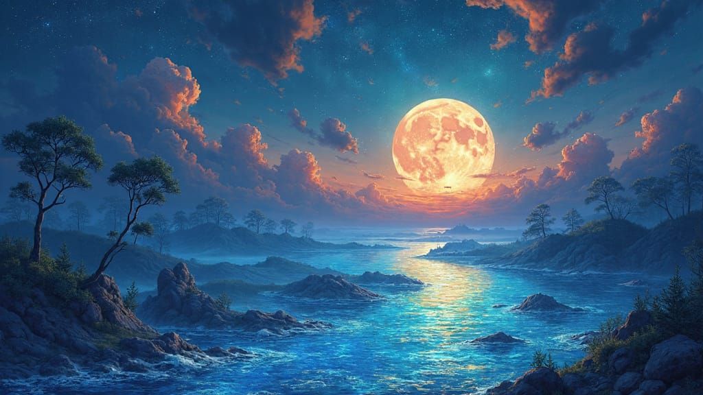 Iridescent Crystal Bridge Connects Earth to Moon in Ethereal...