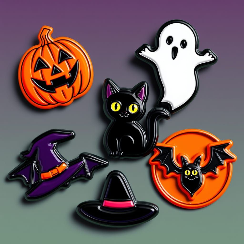 Vibrant Halloween Enamel Pin Collection