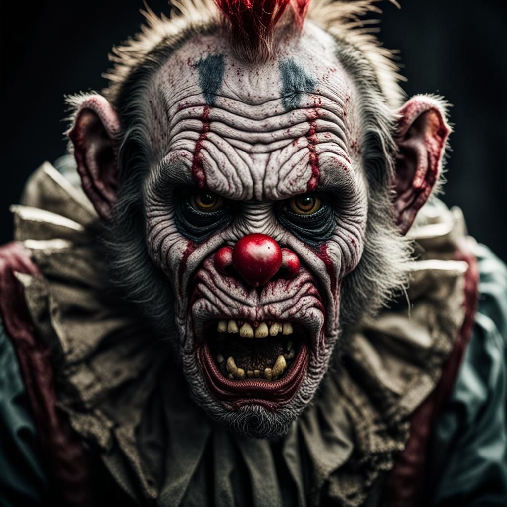Cranky Zombie Monkey Monster Clown Close-Up