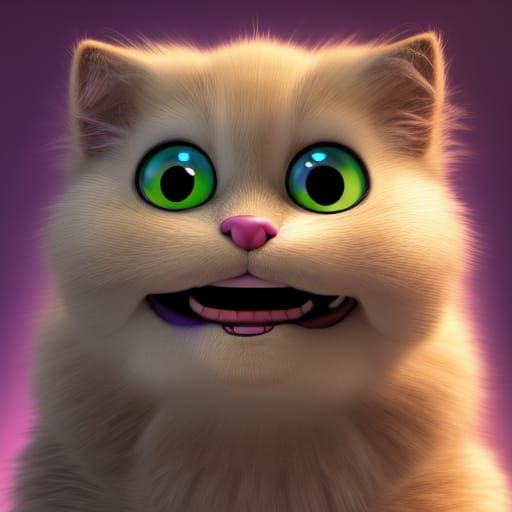 Funny Fluffy Cat in 3D Digital Art Style