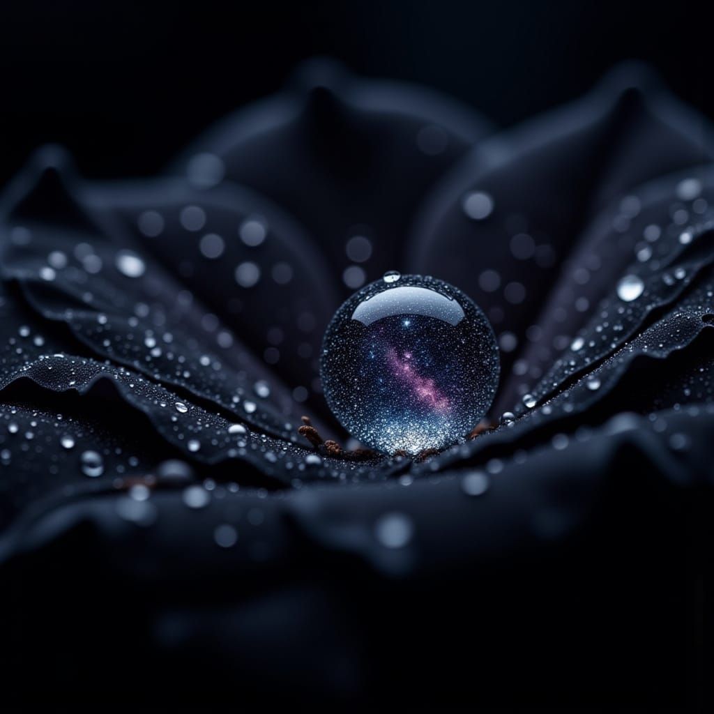Dewdrop Galaxy on Gothic Rose Macro Photo