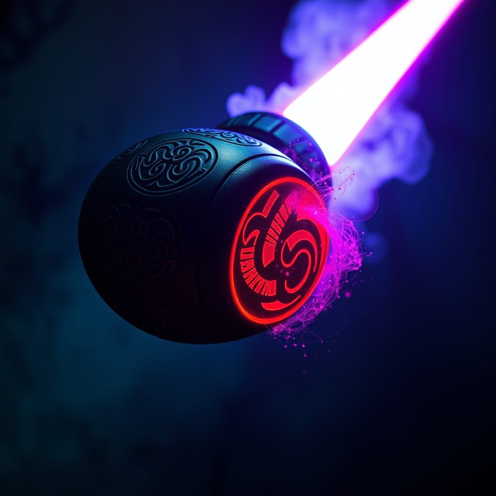 Majestic Sith Lightsaber in Ancient Tomb, Red-Black Luminesc...