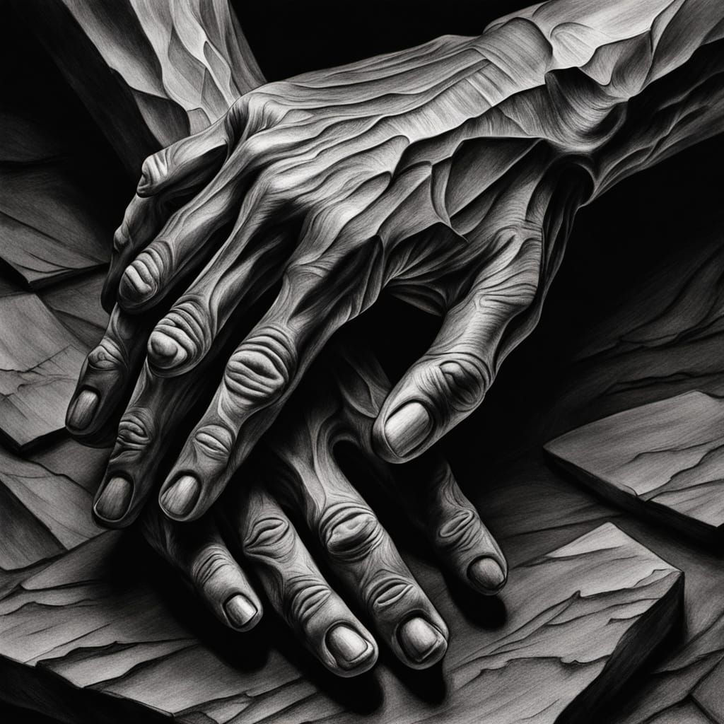 The Sculptor's Masterpiece: Charcoal Drawing of Incredible D...