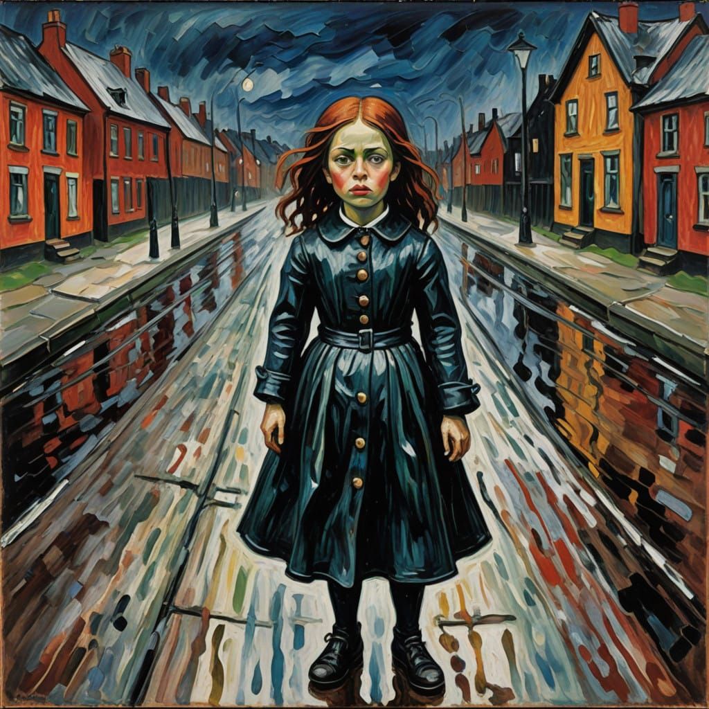 Ethereal Horror in a Desolate Rainy Landscape