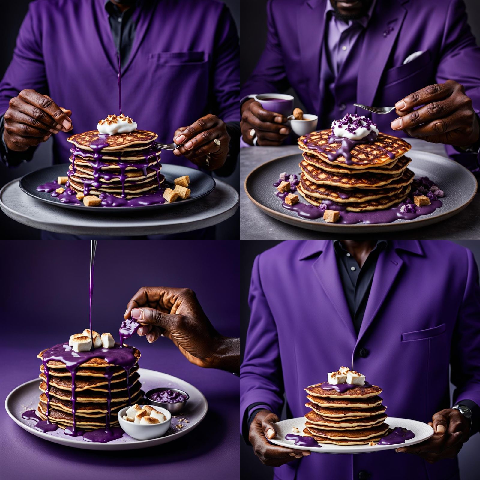 Man with Purple Pancakes, Professional Portrait