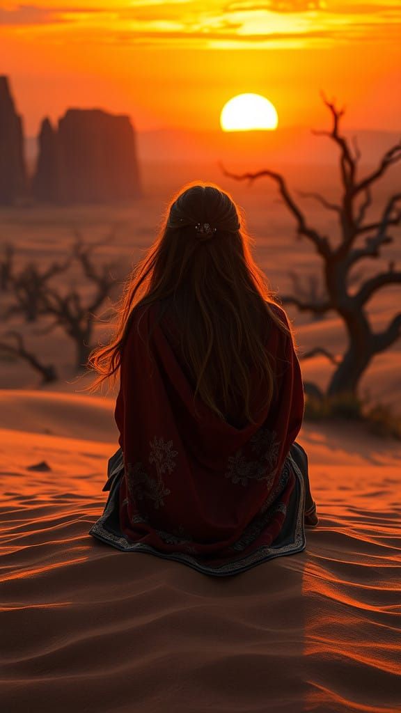 Ethereal Desert Dancer Lost in Sunset Haze