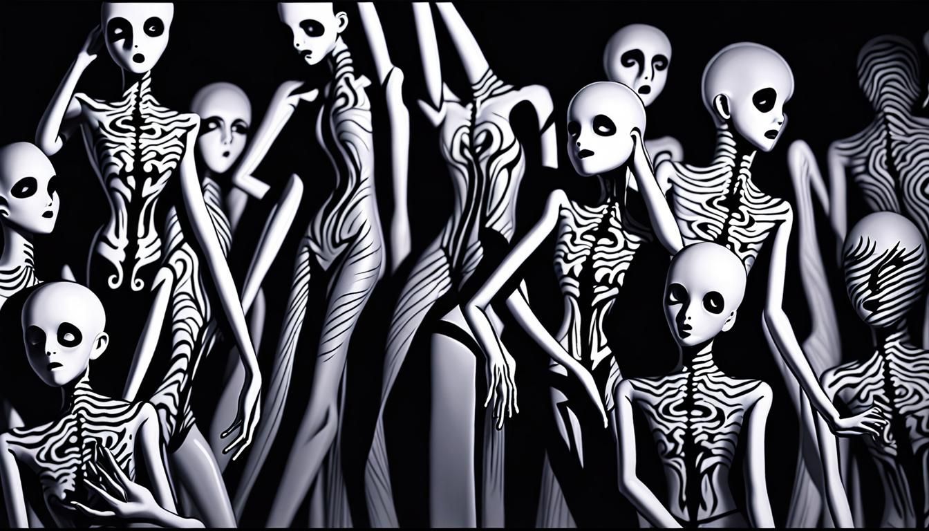 Sinister Porcelain Mannequin in Charcoal Style