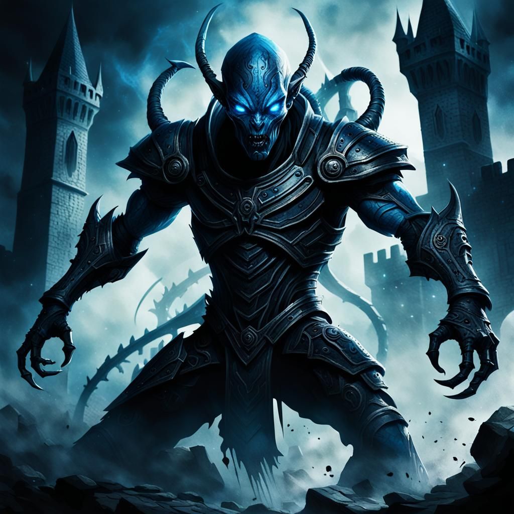 Mystical Fortress Alien Warrior in Dark Fantasy Art