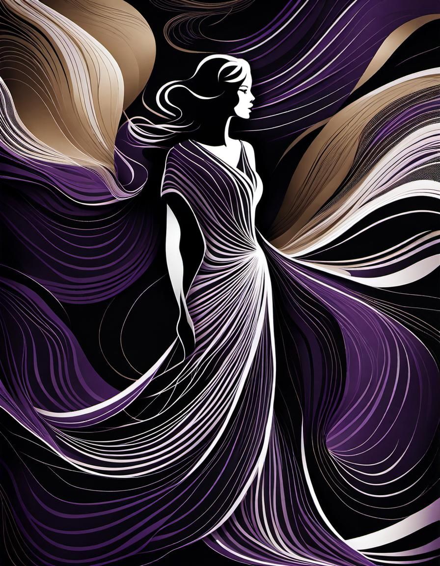 Elegant Minimalist Line Art of a Woman in Dress