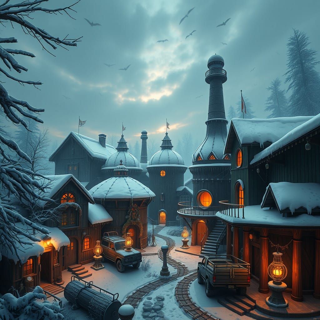 Fantastical Cuban Rum Distillery Under Snow