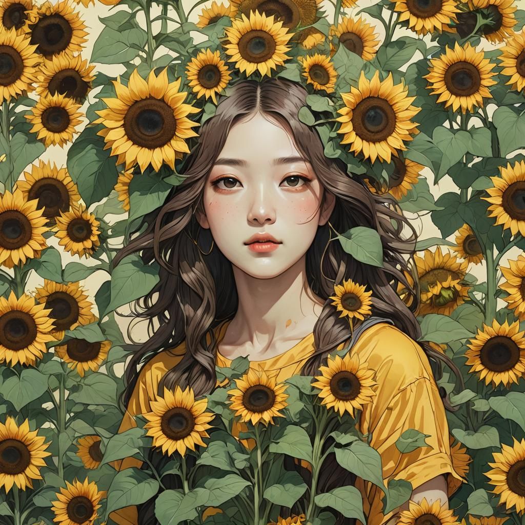 Personified Sunflower: Cheerful and Sunny