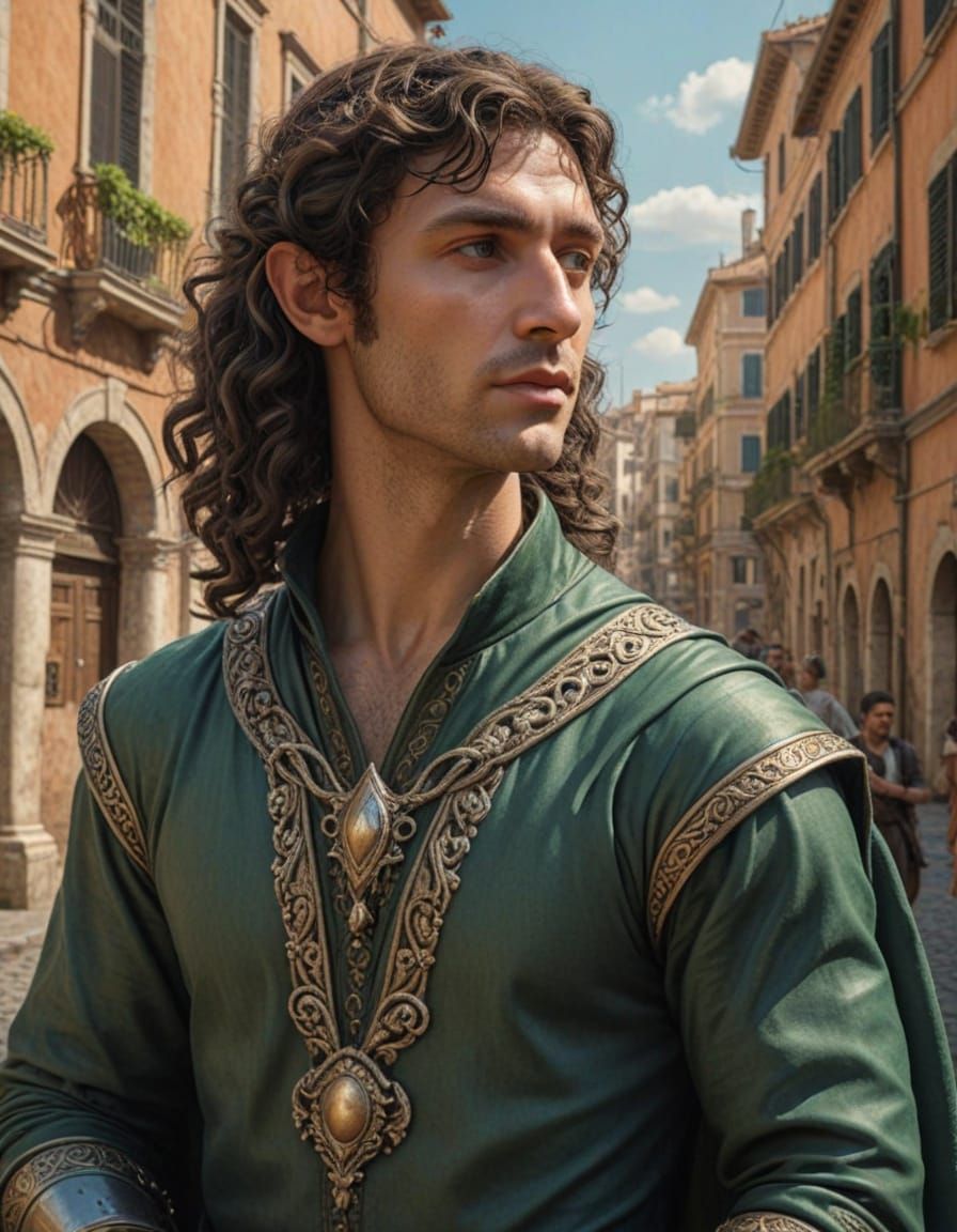 Elven Aristocrat in Ancient Rome, Photorealistic Rendering