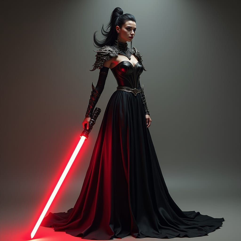 Majestic Sith Lady with Crimson Lightsaber