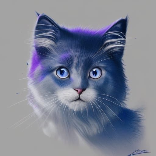 Fluffy Kitten Portrait in Hyperdetailed Style