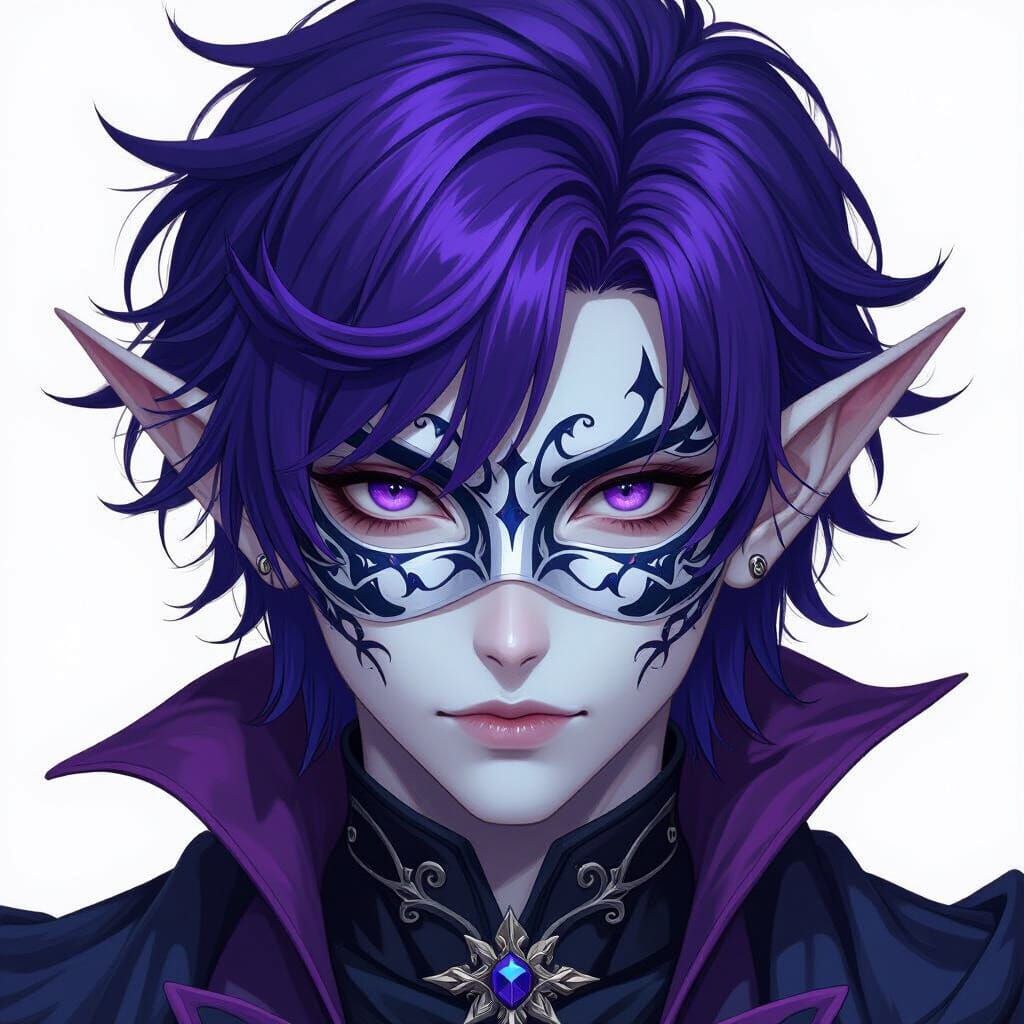 Elf with Harlequin Mask in Soejima Portrait Style