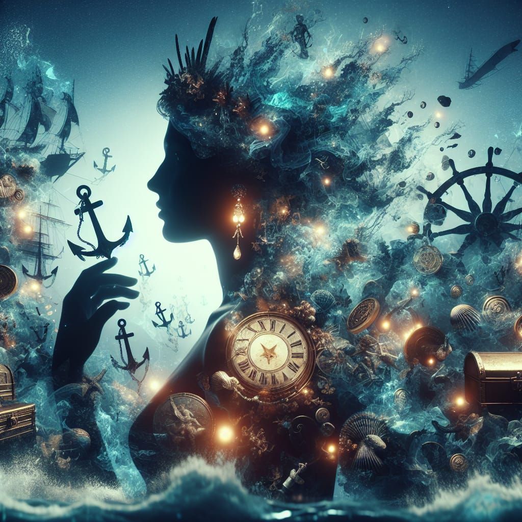 Underwater Nymph of the Abyss Double Exposure