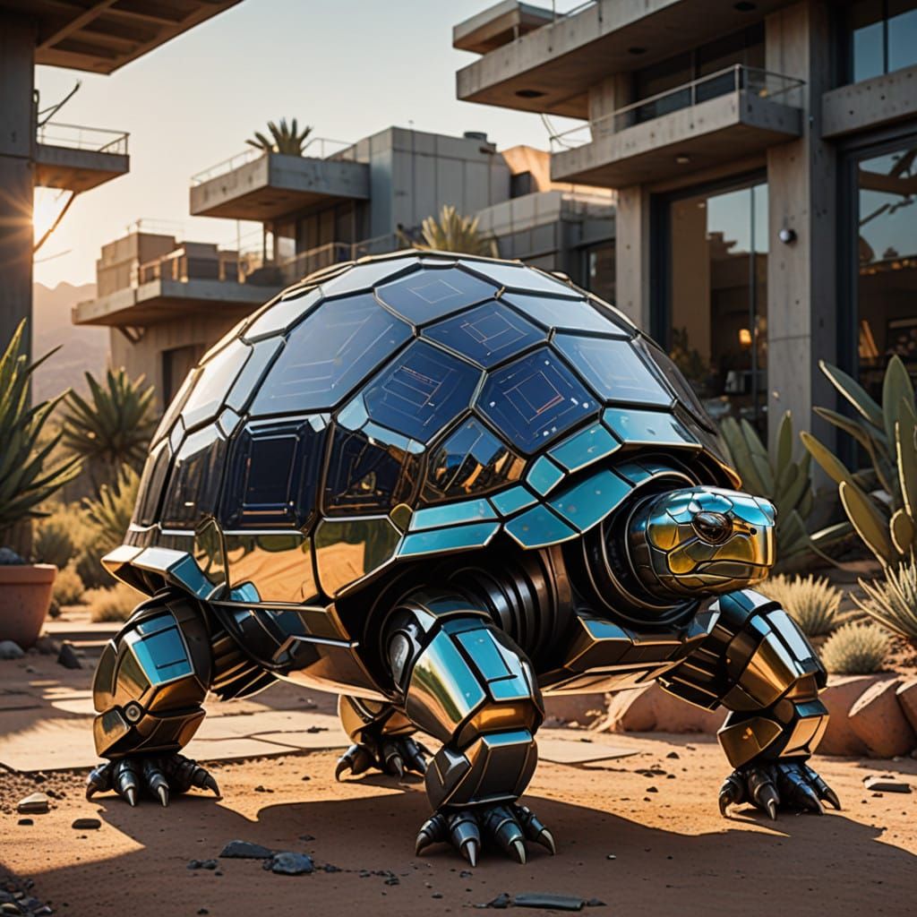 Majestic Tortoise Embracing Sustainable Futurism