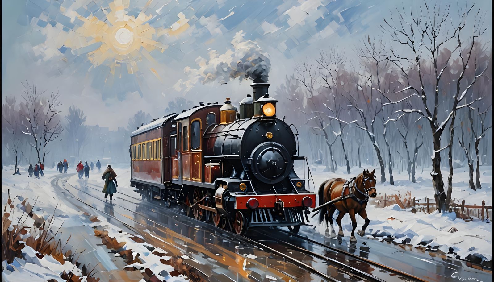 Winter Journey: An Impressionistic Oil Painting