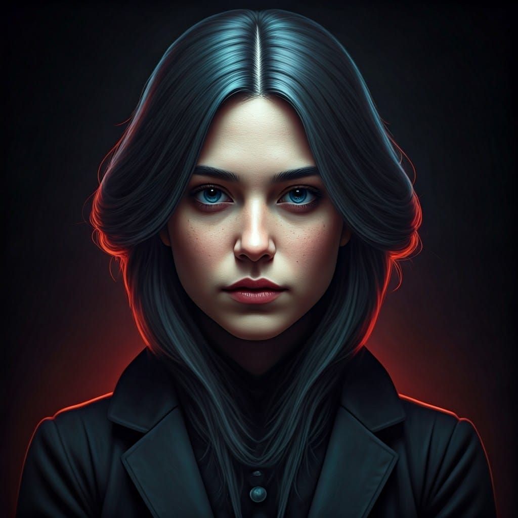 Cosmic Portrait in Dark Fantasy Style