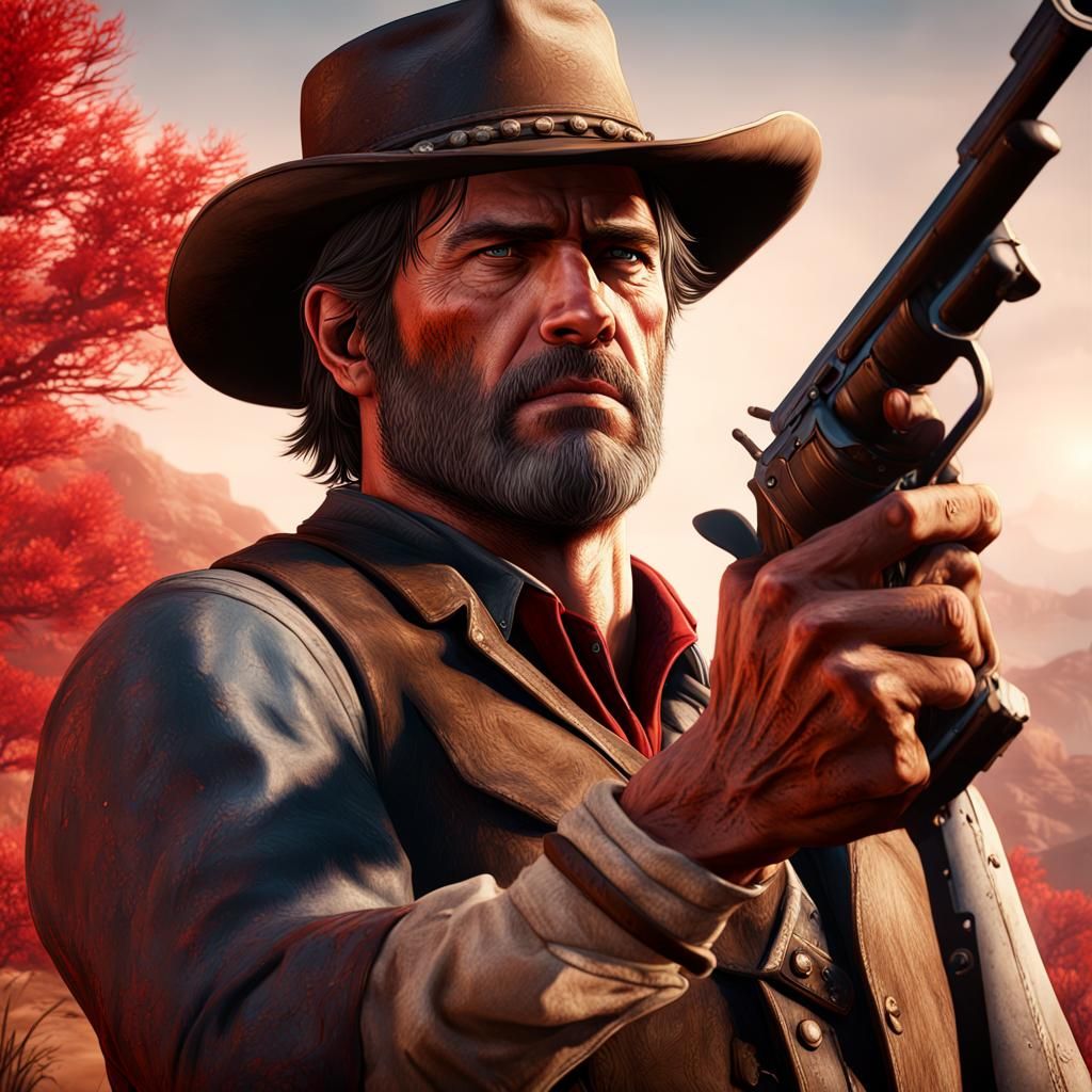 Detailed Painting of Arthur Morgan in Fantasy Art Style