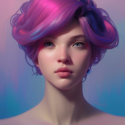 Bubble Gum Portrait in Hyperdetailed Art Nouveau Style