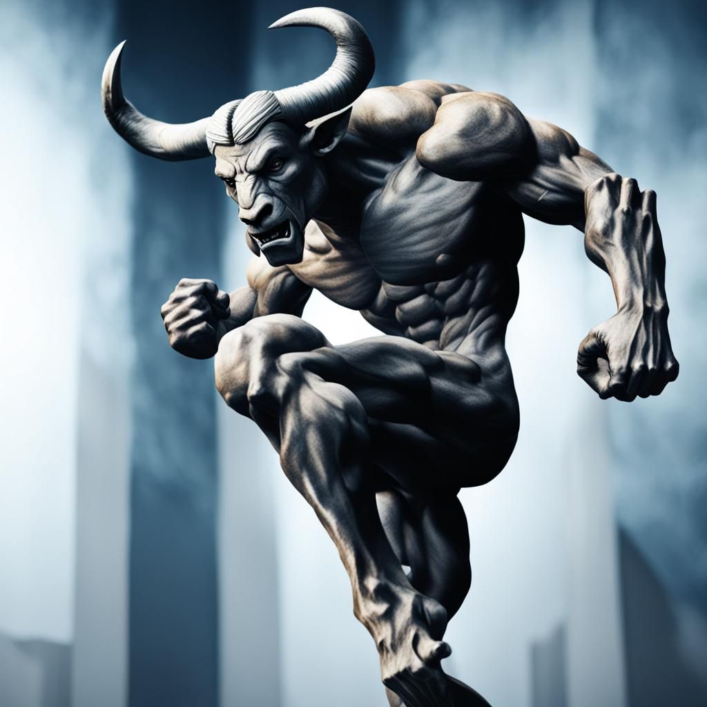 Minotaur Warrior in Fighting Pose