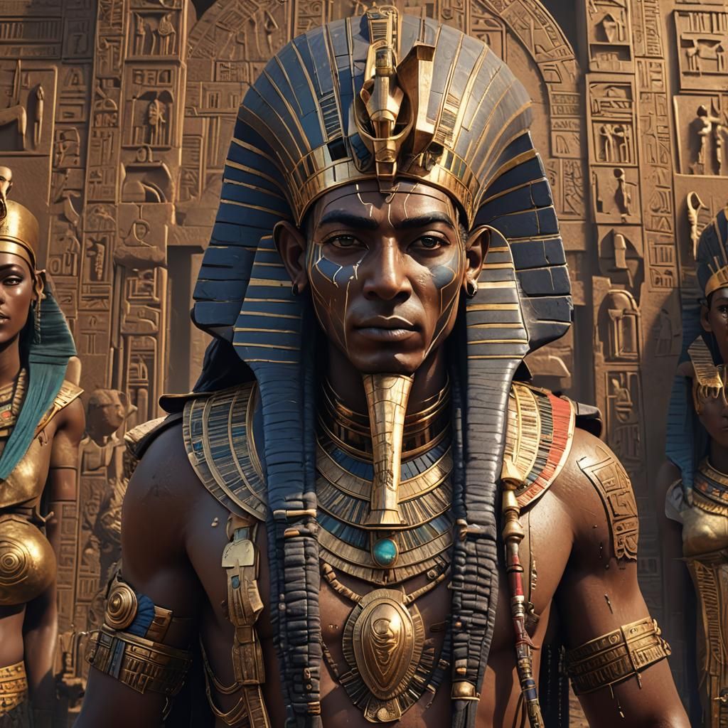 African Egyptian Pharaoh in Detailed Matte Painting