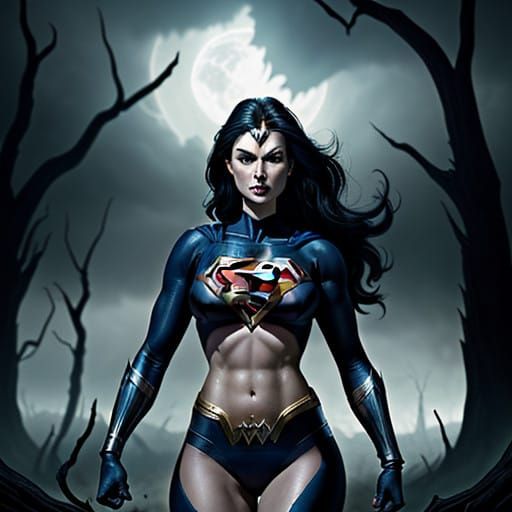 Powergirl in Dark Fantasy Pose with Ruby Godstone