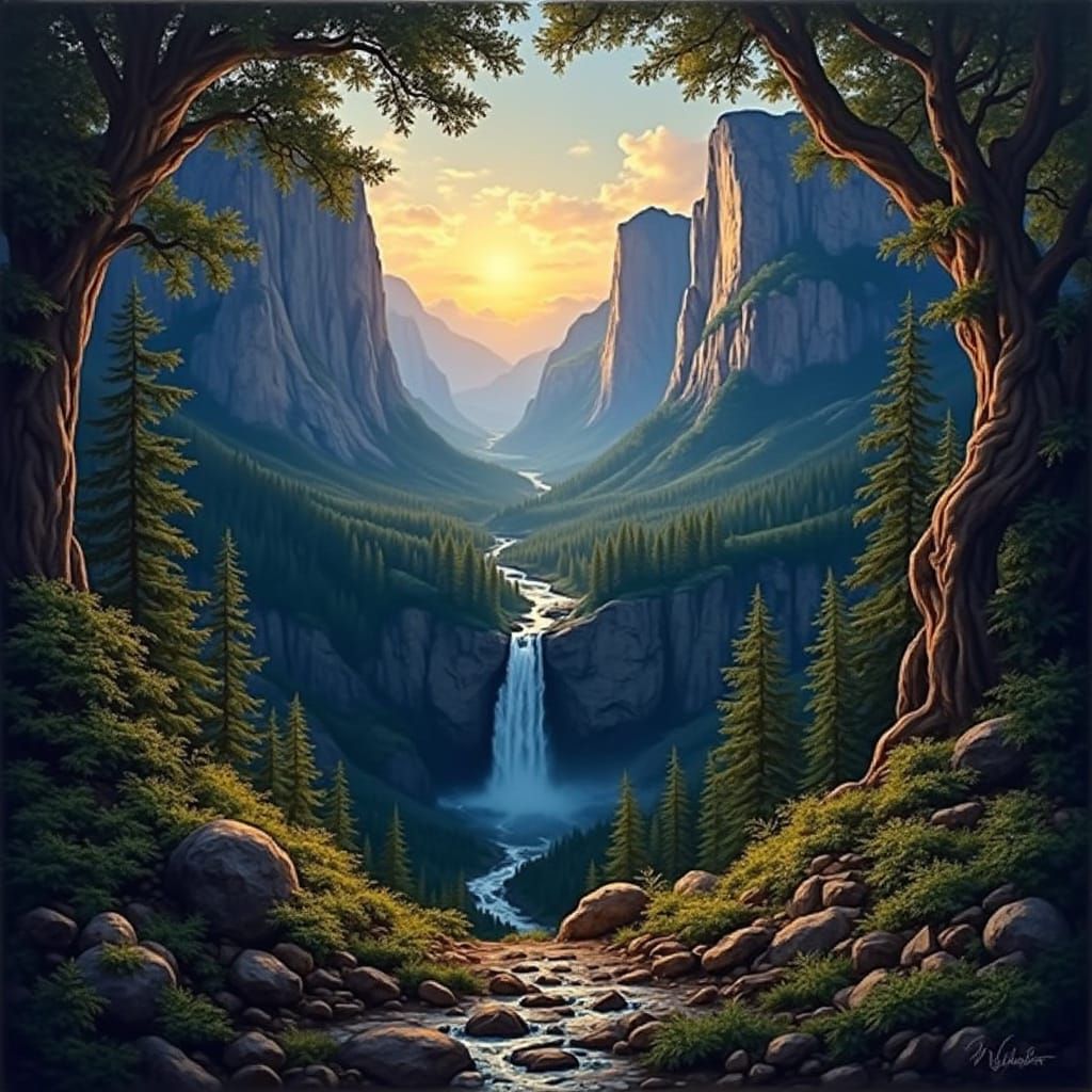 Majestic Landscape in Hudson River School Style