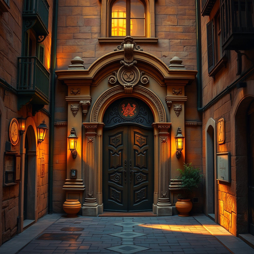 Ornate Doorway in Mystical European City